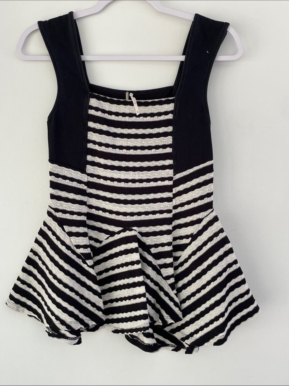 Free People Black and White Striped Peplum Tank